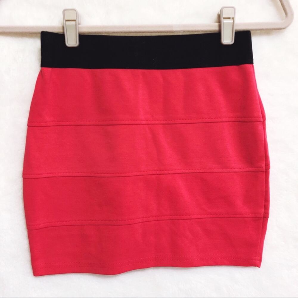 TCEC Red Pink & Black Mini Pencil Skirt